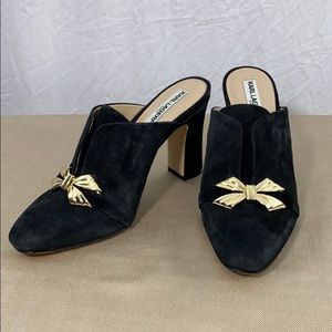Karl Lagerfeld Norah Block Heel Suede Bow Mule